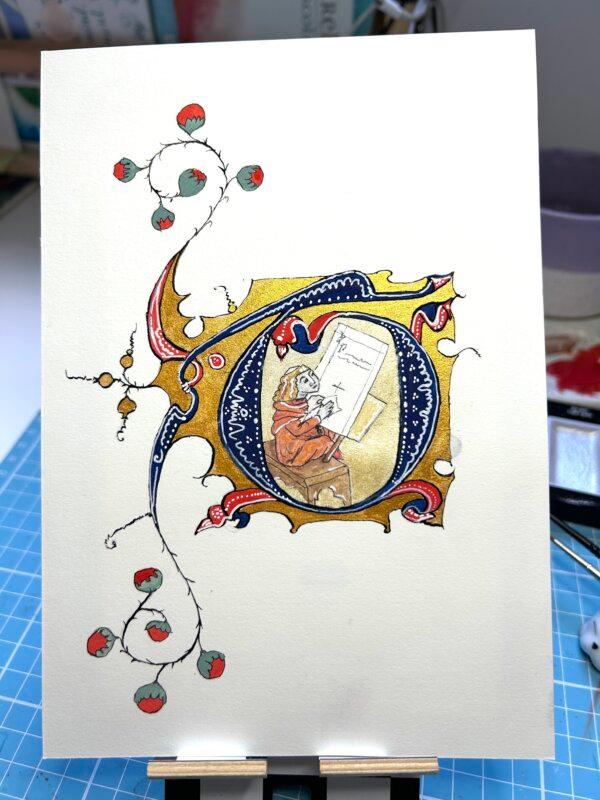 An illumination artwork of the letter "T" by Alison Stegert. (Courtesy of Alison Stegert)