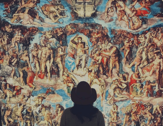 "The Last Judgment" is one of the most famous artworks among Michelangelo’s 34 frescoes in the Sistine Chapel. (Courtesy of Michelangelo’s Sistine Chapel: The Exhibition)