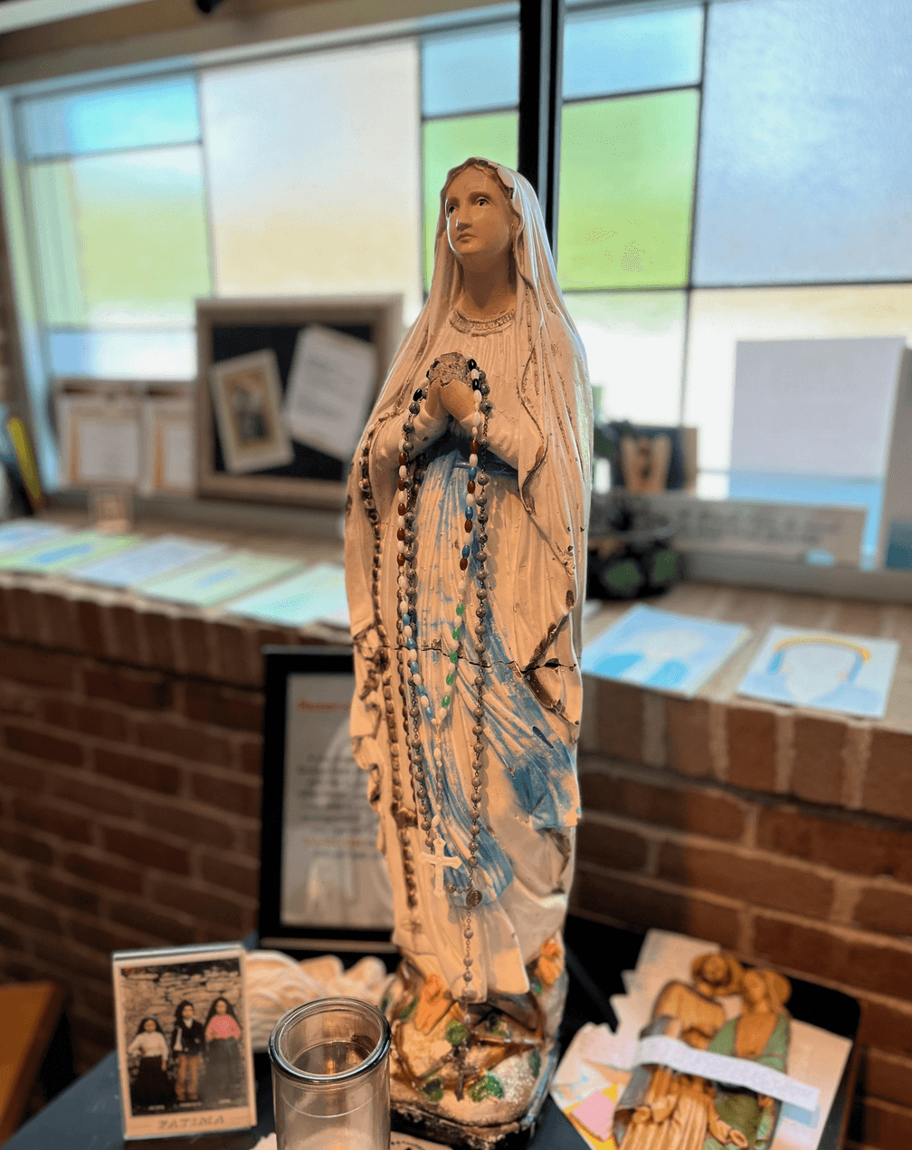 The dumpster-resurrected statue of the Virgin Mary, in “Broken Mary: The Kevin Matthews Story." (Fathom Entertainment)
