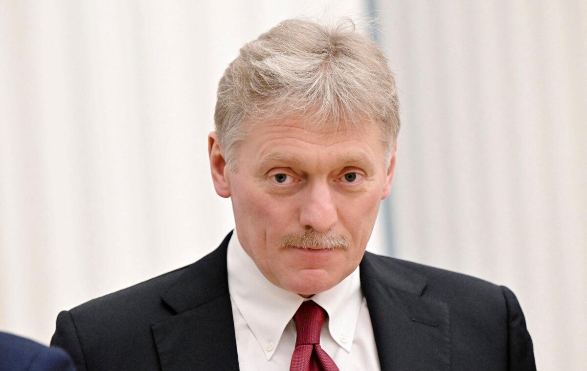 Kremlin spokesman Dmitry Peskov in Moscow on Feb. 18, 2022. (Sputnik/Sergey Guneev/Kremlin via Reuters)