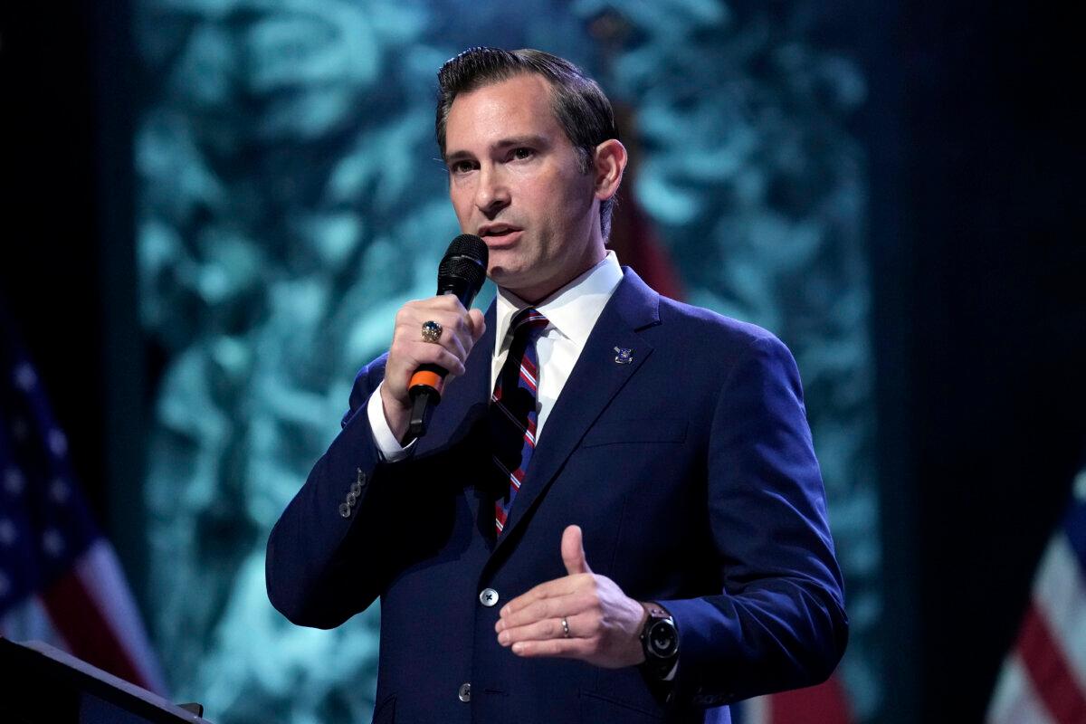 U.S. Seventh Congressional District candidate Matt Van Epps speaks during a political forum in Dickson, Tenn., on Sept. 8, 2025. (George Walker IV/AP Photo)