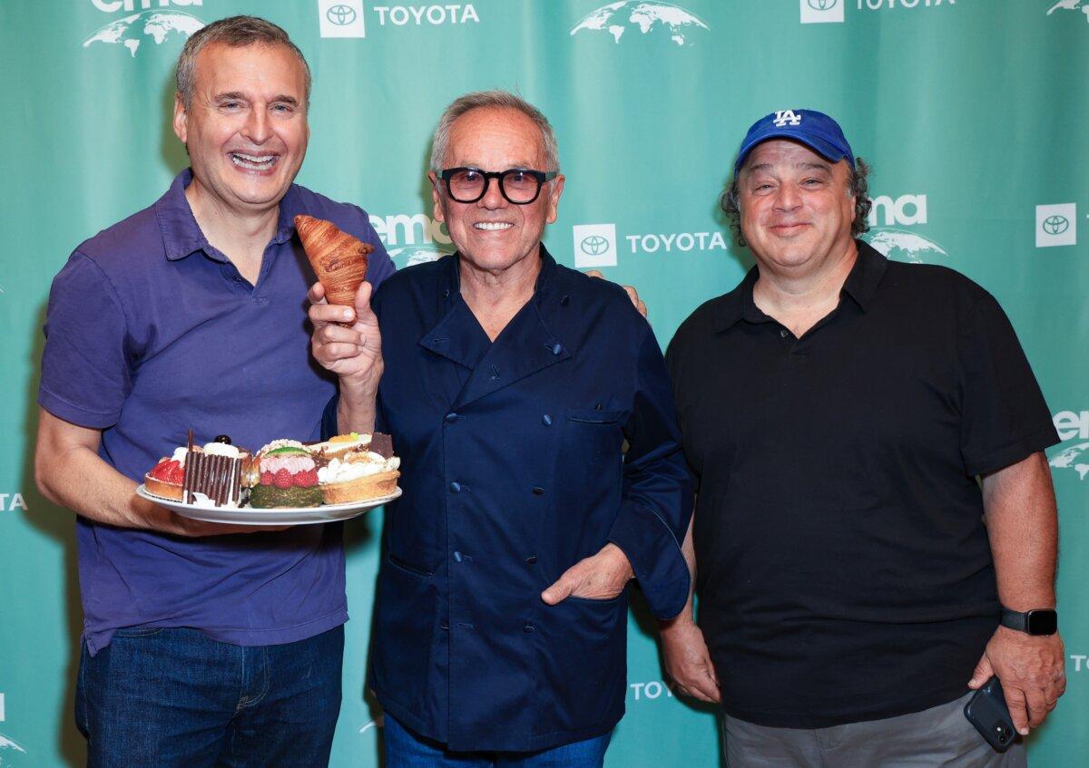 Rosenthal with chef and restaurateur Wolfgang Puck (C) and writer David Wild. (Leon Bennett/Getty Images)