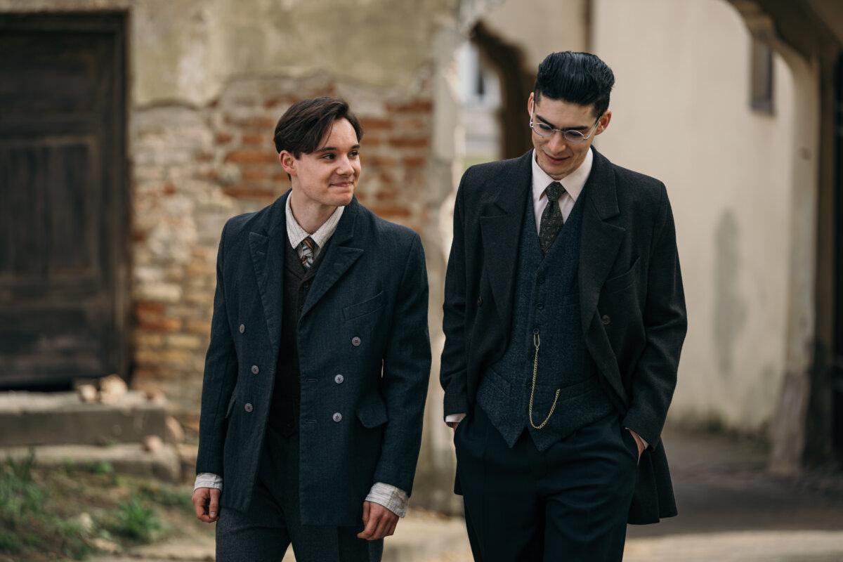 Helmut Hübener (Ewan Horrocks, L) takes action when his Jewish friend Salomon Schwarz (Nye Occomore) is deported, in "Truth & Treason." (Angel Studios)