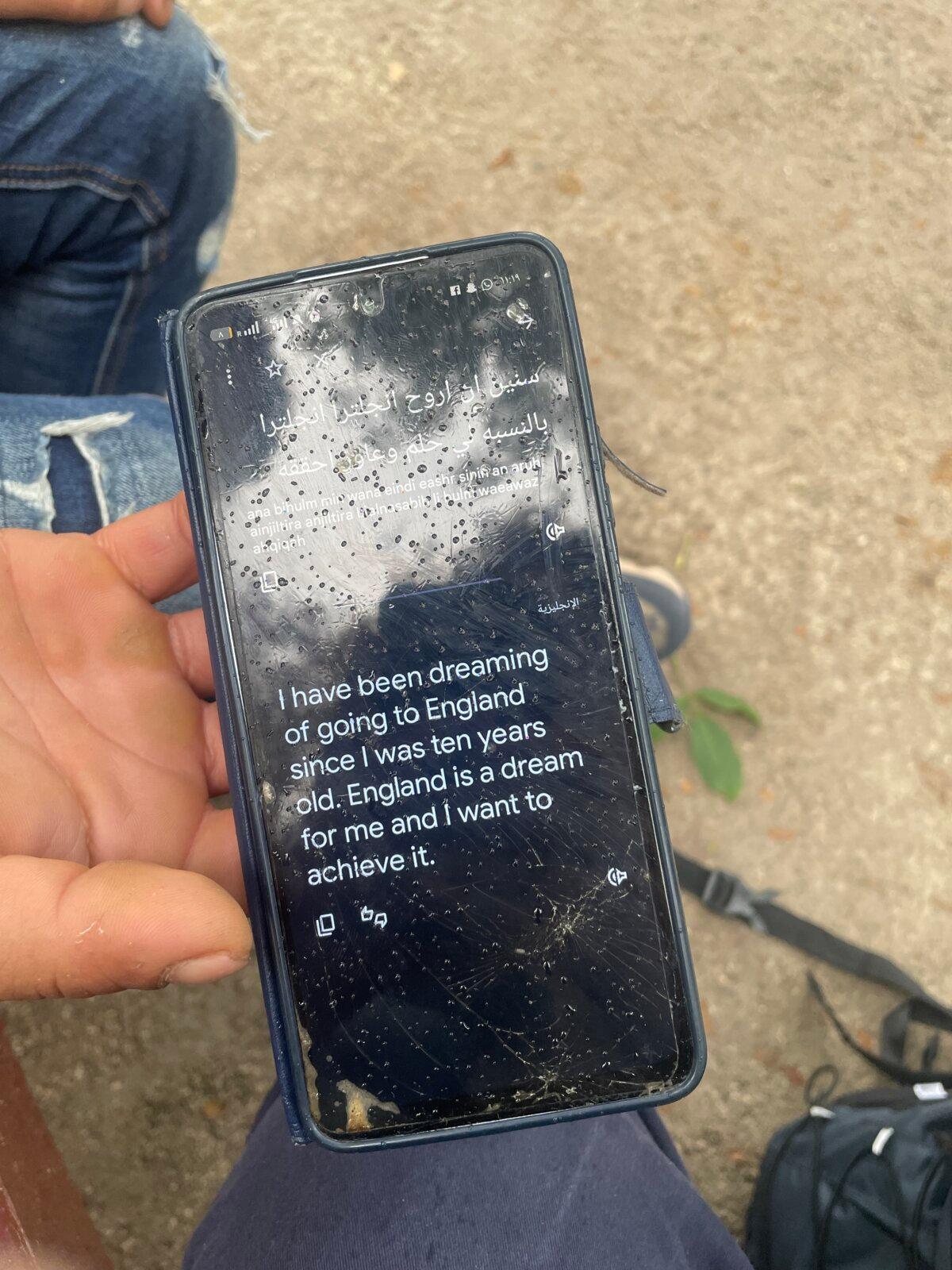 Mohammed, 25, who said he had been in Calais for three days and could not speak English or French but wanted to get to England, in Calais, France, on Oct. 15, 2025. (Owen Evans /The Epoch Times)