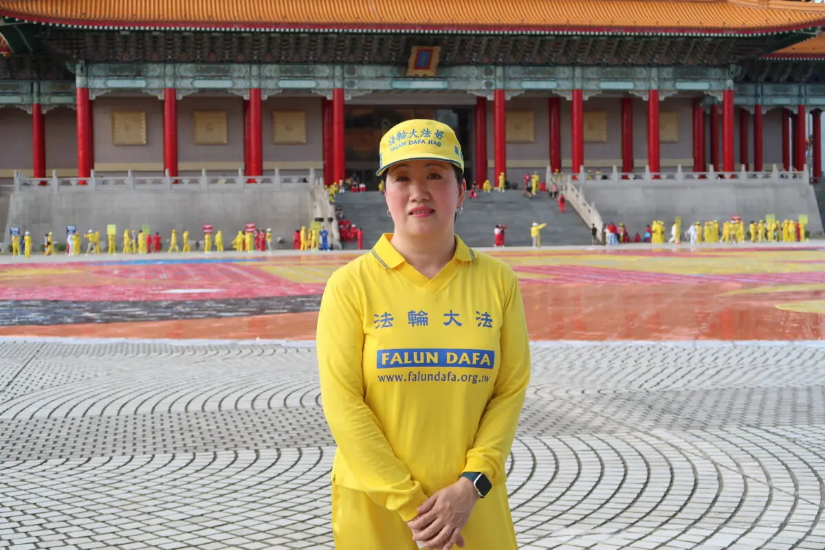 Chen Hui at Liberty Square in Taipei, Taiwan, on Oct. 18, 2025. (Frank Fang/The Epoch Times)