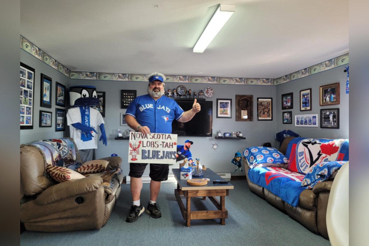 Curtis Halliday has been collecting Blue Jays memorabilia since he was 12 and displays them in his game room. (Courtesy of Curtis Halliday)