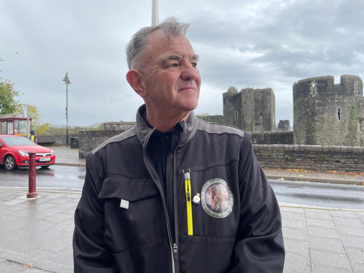 Stan Robinson, co-founder of Voice of Wales, in Caerphilly, Wales, on Oct. 24, 2025 (Owen Evans/Epoch Times)