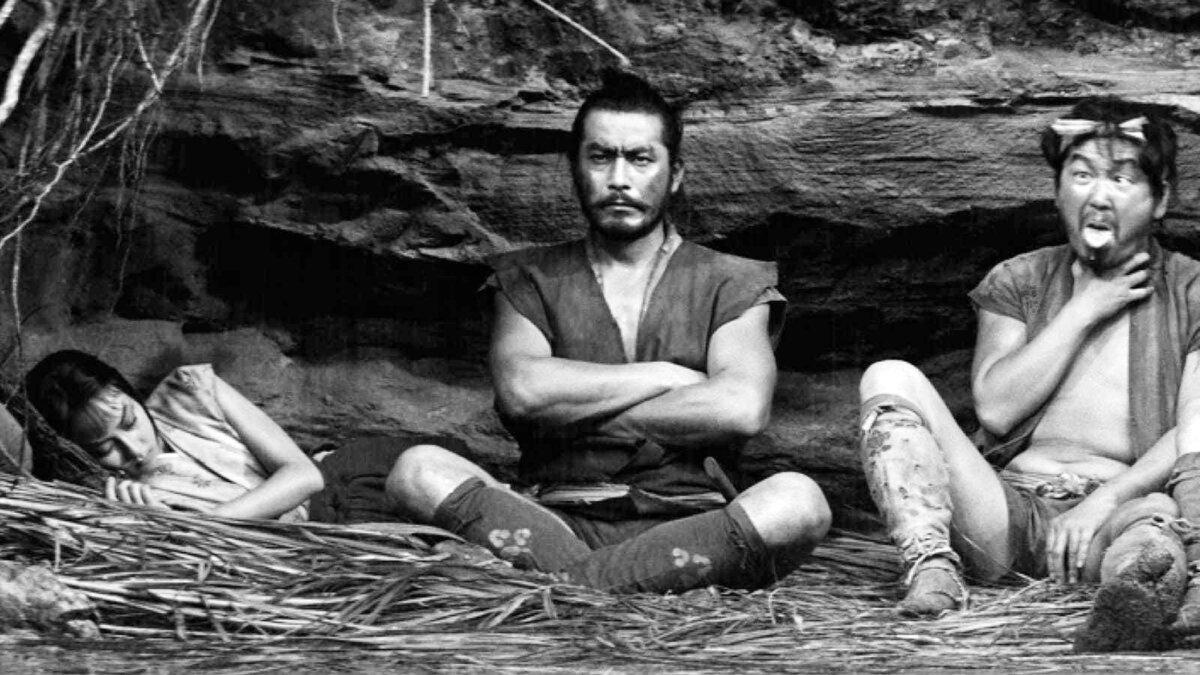 Seriousness is mixed with humor: (L–R) Princess Yuki (Misa Uehara), Gen. Rokurota Makabe (Toshiro Mifune), and Tahei (Minoru Chiaki), in “The Hidden Fortress.” (Toho)