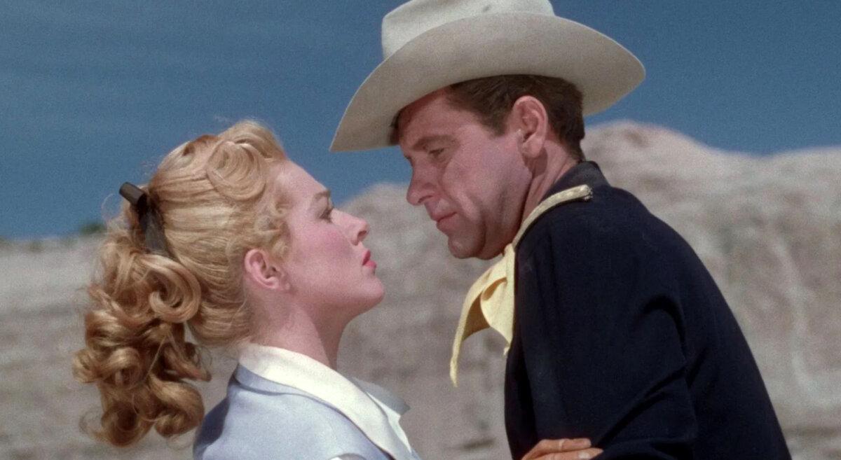 Carla Forester (Eleanor Parker) and Capt. Roper (William Holden), in “Escape from Fort Bravo.” (MGM)