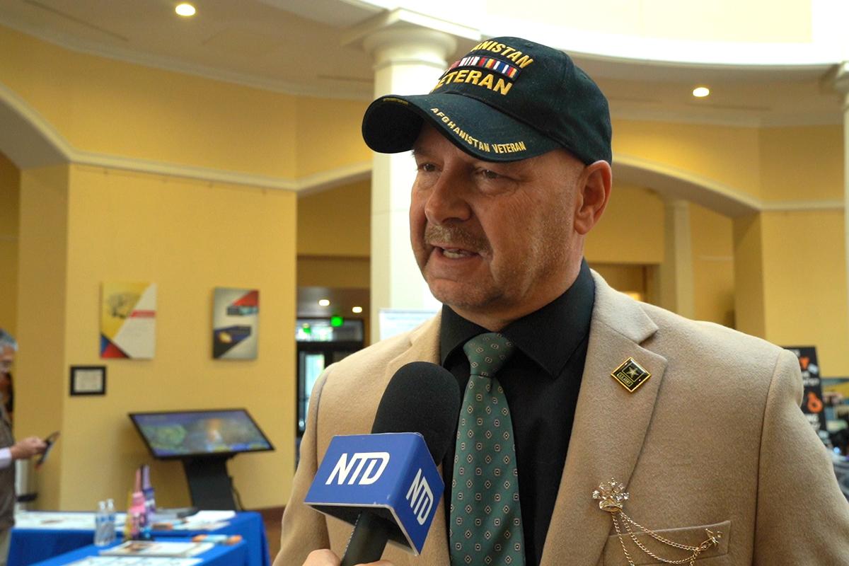 Pennsylvania state Senator Doug Mastriano talks to the media following the Falun Dafa Awareness Day press conference at the Pennsylvania State Capitol on Oct. 29, 2025. (Steve Wen/The Epoch Times)