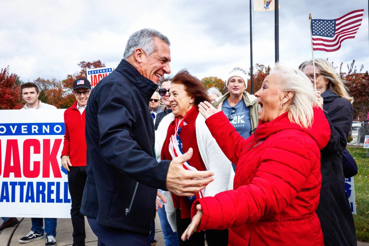New Jersey Republican gubernatorial candidate Jack Ciattarelli greets supporters during early voting in Bridgewater, N.J., on Oct. 31, 2025. Ciattarelli will face off against Democrat Rep. Mikie Sherrill (D-NJ) in a tightly contested race for New Jersey governor on Nov. 4. (Kena Betancur/Getty Images)