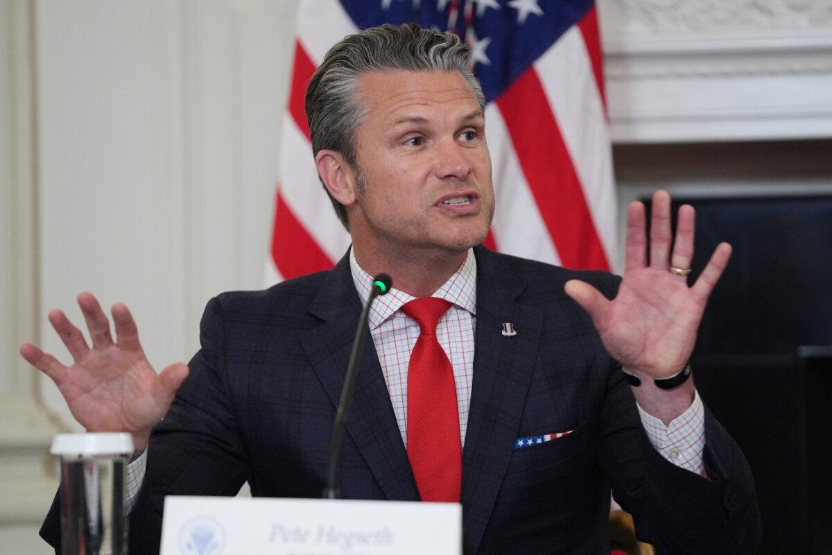 Secretary of War Pete Hegseth speaks during a roundtable on criminal cartels in the State Dining Room of the White House on Oct. 23, 2025. (Evan Vucci/AP Photo)
