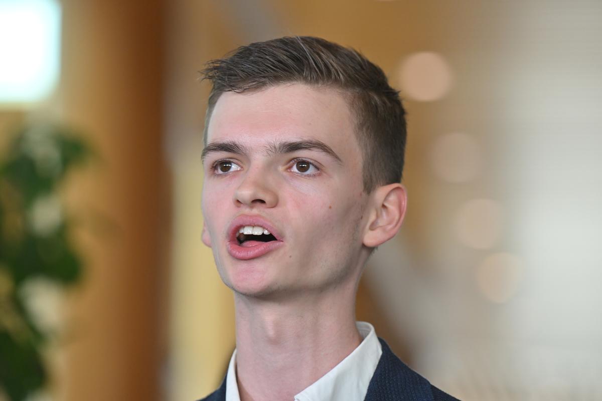 Nuclear for Australia founder Will Shackel at a press conference at Parliament House in Canberra, Australia on Feb. 5, 2025. (AAP Image/Mick Tsikas)
