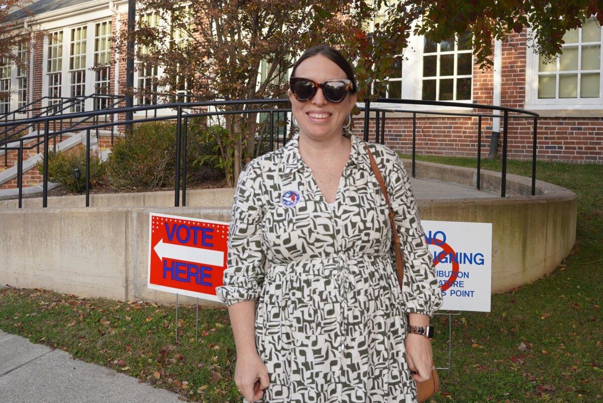 Kori Volger, a voter of Loudoun County, in Purcellville, Va., on Nov. 1, 2025. (Terri Wu/The Epoch Times)
