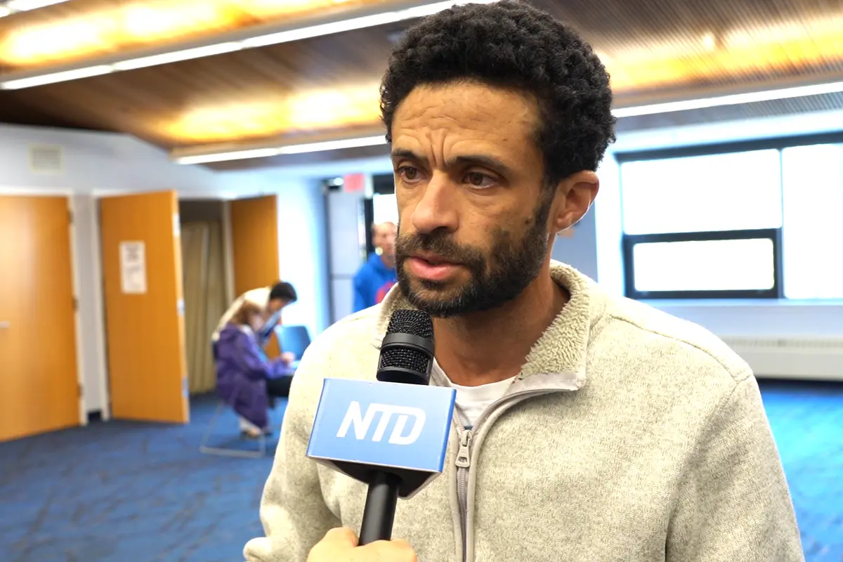 Darryl Brown, a company owner, at a screening of the documentary “State Organs” at the Chester County Library in Exton, Pa., on Nov. 1, 2025. ( Jennifer Yang/The Epoch Times)