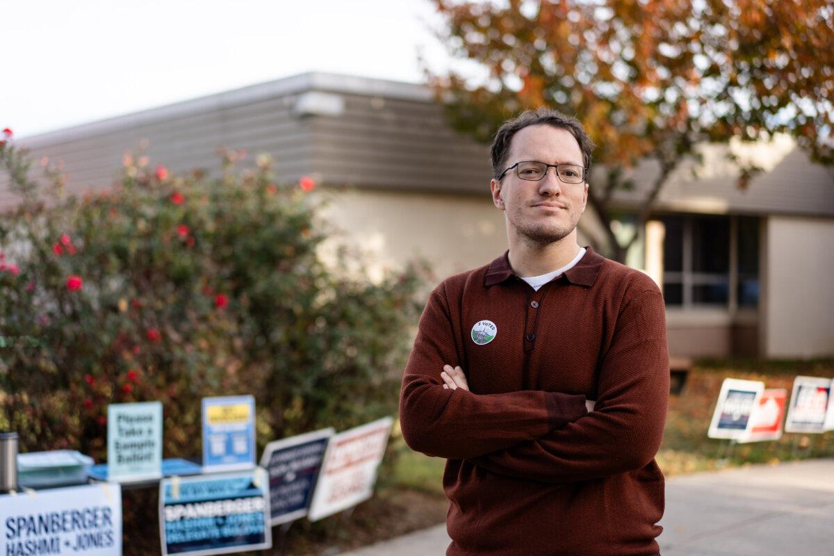 Brin Pevarnik after voting at Fairfax High School during the gubernatorial election in Fairfax, Va., on Nov. 4, 2025. (Madalina Kilroy/The Epoch Times)