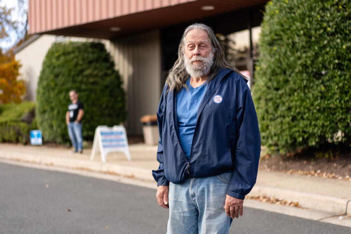 Tom Whitmore after voting at the Buckhall Volunteer Fire Department during the general elections in Manassas, Va., on Nov. 4, 2025. (Madalina Kilroy/The Epoch Times)