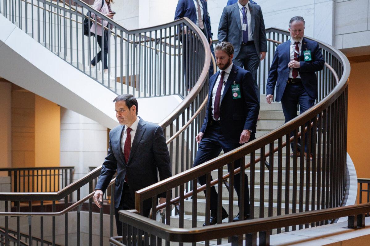 Secretary of State Marco Rubio arrives for a secure briefing with lawmakers and Secretary of War Pete Hegseth on Capitol Hill in Washington on Nov. 5, 2025. (Tom Brenner/Getty Images)