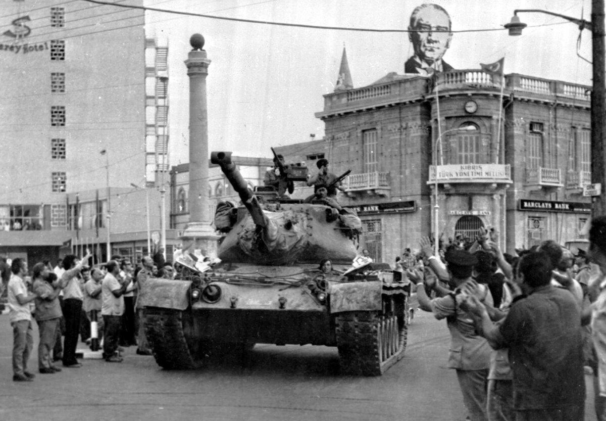 A Turkish army tank moves along a street in Nicosia, Cyprus, on July 24, 1974. (AP Photo, File)
