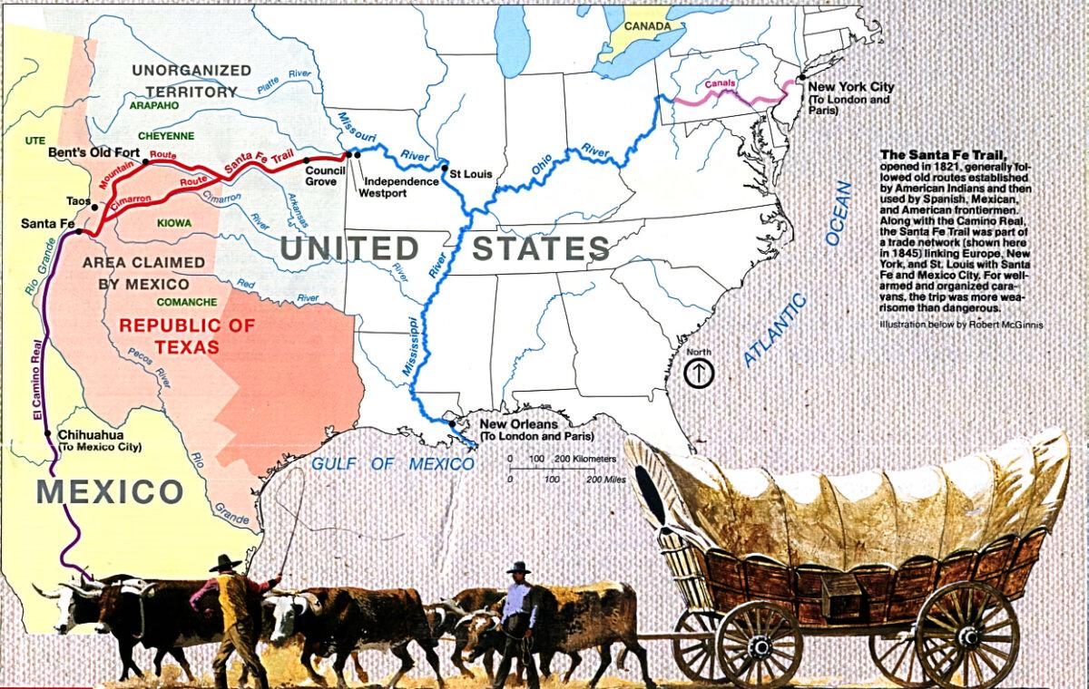 Map of the Santa Fe Trail, established by William Becknell. National Park Service. (Public Domain)