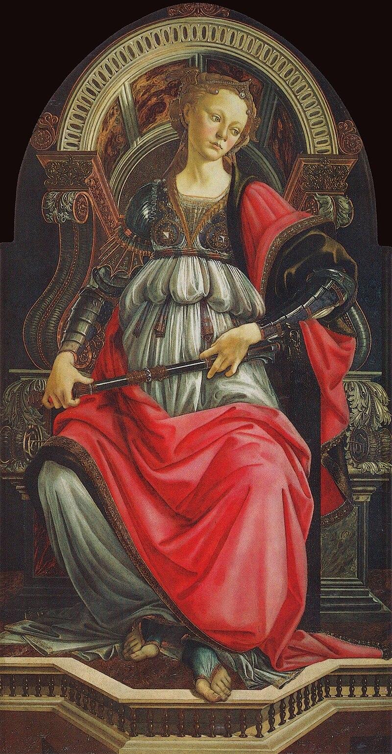 "Fortitude," 1470, by Sandro Botticelli. Uffizi Gallery, Florence. (Public Domain)