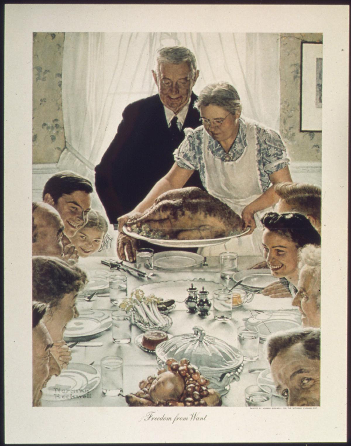 <span style="font-weight: 400;">“Freedom From Want,” circa 1943, by Norman Rockwell.</span> (National Archives and Records Administration)