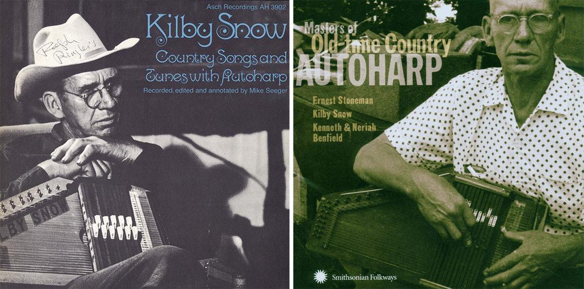 (L) Cover for Kilby Snow's 2012 "Country Songs and Tunes With Autoharp" and the 2006 cover of "Masters Of Old-Time Country Autoharp." (Smithsonian Institution/Smithsonian Folkways)