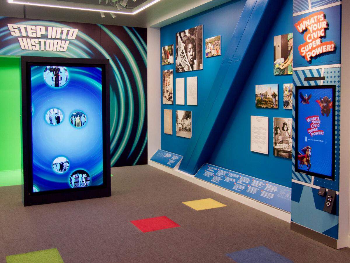 The new Discovery Center at the National Archives in Washington includes interactive learning experiences for kids of all ages, as seen during a grand opening preview on Nov. 21, 2025. (Travis Gillmore/The Epoch Times)