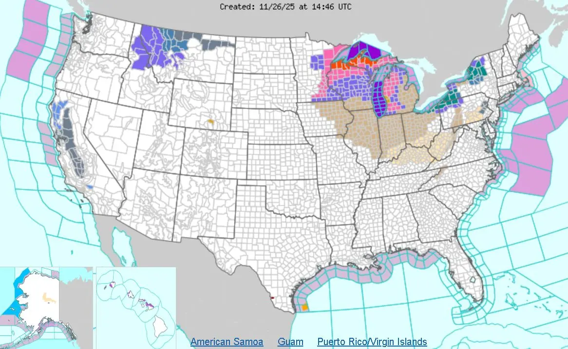 Deep Cyclone Set to Snarl Thanksgiving Travel in Northern US, Officials Forecast | USNN World News The national U.S. weather forecast map for Nov. 26, 2025. (US National Weather Service via The Epoch Times)