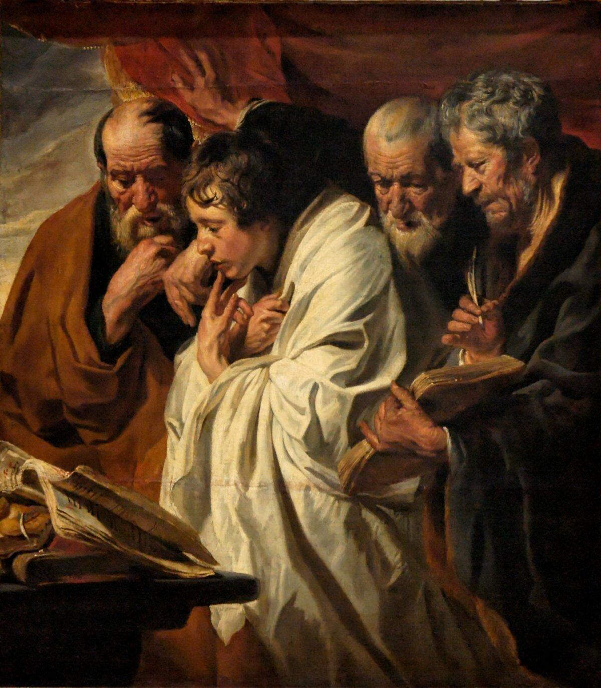 “Four Evangelists,” 1625–1630, by Jacob Jordaens. Oil on canvas; 4 feet 4 3/8 inches by 3 feet 10 1/2 inches. Louvre Museum, Paris. (Public Domain)