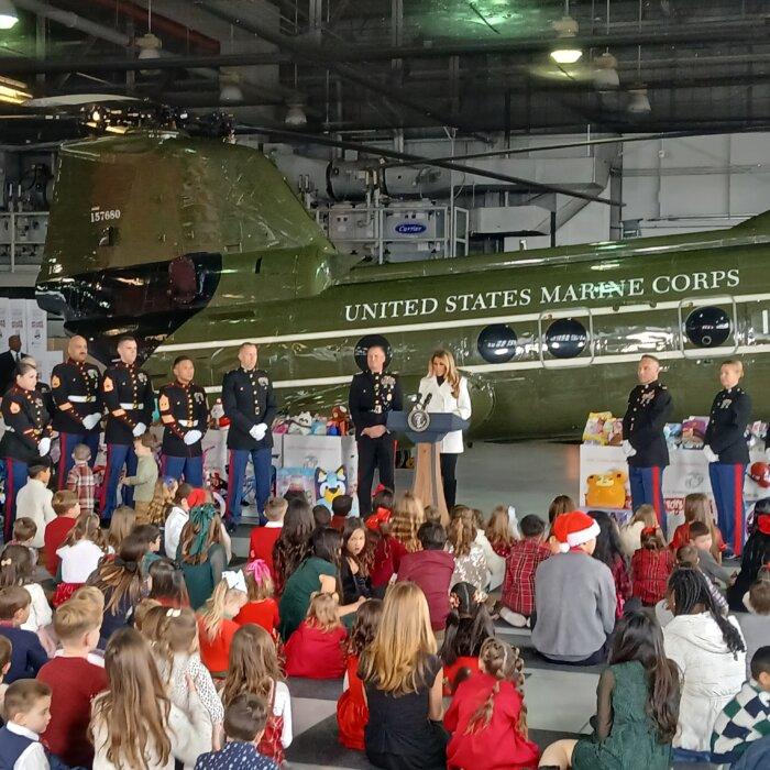 First Lady Leads Annual Marine Corps Reserve Toys for Tots Charity Drive
