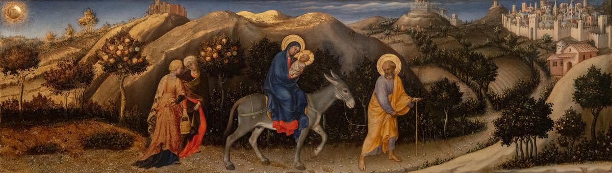 "Flight to Egypt" from the central predella panel of "Adoration of the Magi," 1423, by Gentile da Fabriano. (Public Domain)