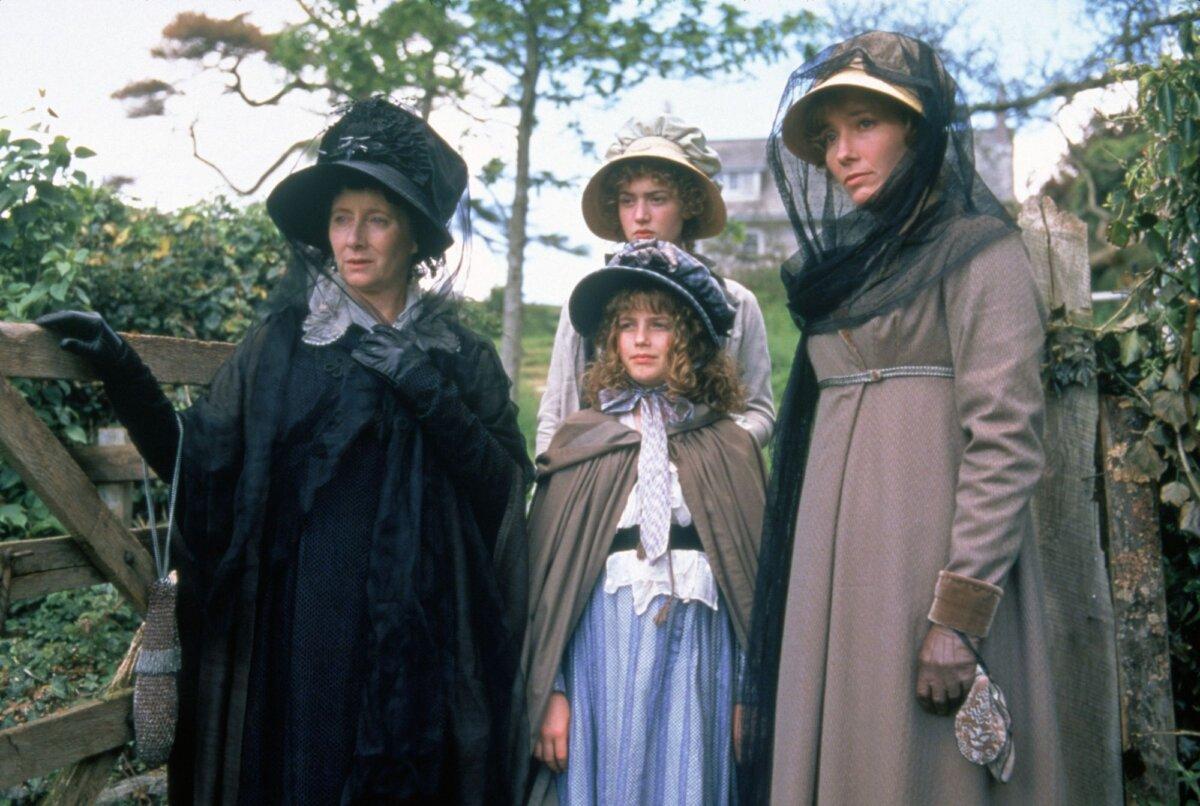 (L–R) Mrs. Dashwood (Gemma Jones), Marianne Dashwood (Kate Winslet), Margaret Dashwood (Emilie François), and Elinor Dashwood (Emma Thompson), in “Sense and Sensibility.” (Columbia Pictures)