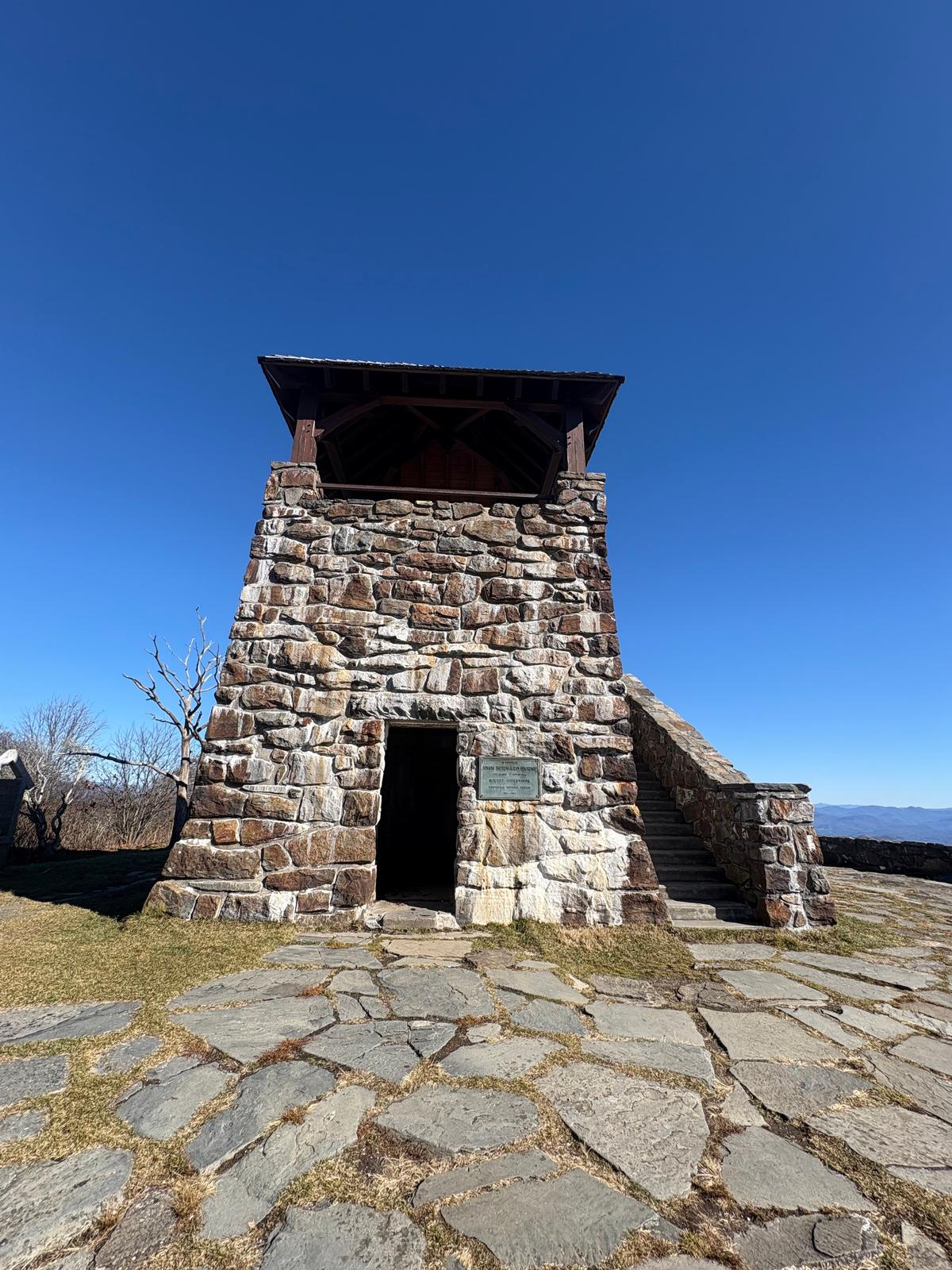 The large stone edifice was one of the major fire towers in the region. (Deena Bouknight)