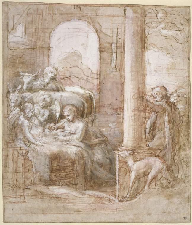 “The Nativity With the Arrival of the Shepherds,” 16th century, by Antonio da Correggio. Red chalk, brown wash, and ink drawing. The Fitzwilliam Museum, Cambridge. (Public Domain)
