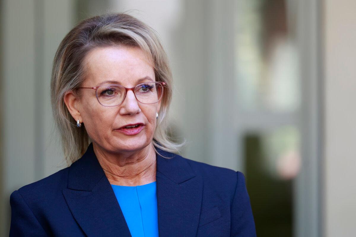 The Leader of the Opposition Sussan Ley speaks in Parliament House in Canberra, Australia on Nov. 5, 2025. (Hilary Wardhaugh/Getty Images)