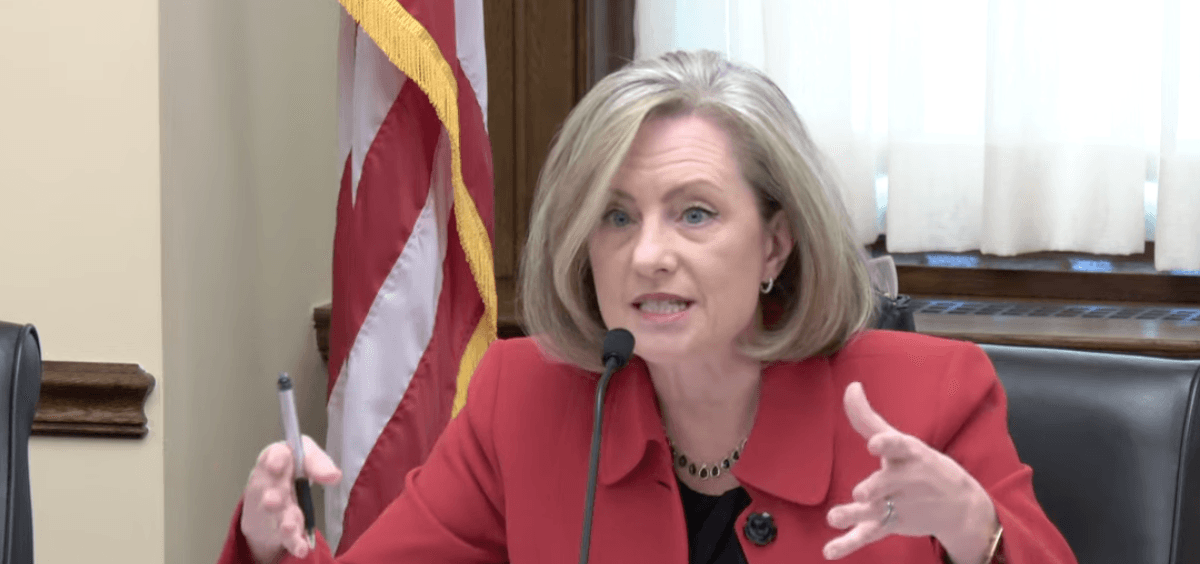 State Rep. Kristin Robbins, a Republican, speaks at a committee meeting in St. Paul, Minn., on Dec. 17, 2025. (Screenshot via The Epoch Times/house.mn.gov)