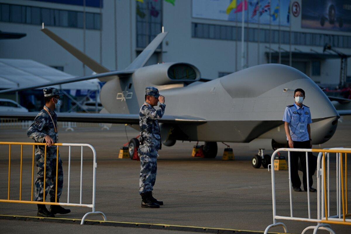 A People's Liberation Army (PLA) Air Force WZ-7 high-altitude reconnaissance drone is seen a day before the 13th China International Aviation and Aerospace Exhibition in Zhuhai, in southern China's Guangdong province, on Sept. 27, 2021. (Photo by Noel Celis / AFP) (Photo by NOEL CELIS/AFP via Getty Images)
