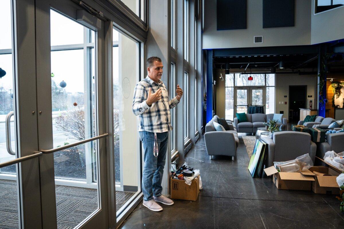 Shane Canestra, assistant director of the Park Valley Church Safety Ministry, speaks during an interview at Park Valley Church in Haymarket, Va., on Dec. 5, 2025.(Madalina Kilroy/The Epoch Times)