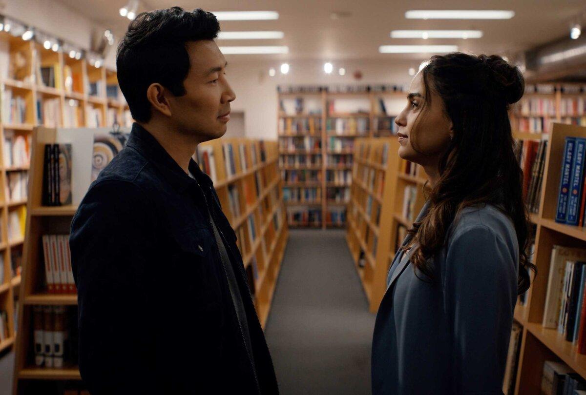 Alexander Hale (Simu Liu) and Michelle (Melissa Barrera), in “The Copenhagen Test.” (Peacock)