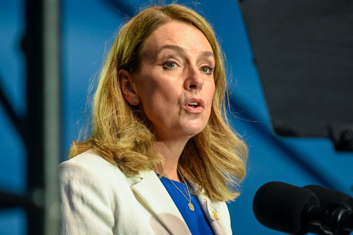 NSW Opposition Leader Kellie Sloane speaks at a memorial for the victims of the Bondi mass shooting in Sydney, Australia, on Dec. 21, 2025. (Izhar Khan/Getty Images)