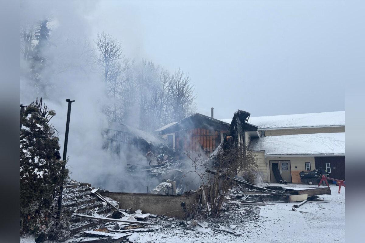 Burns Lake Fire Rescue said the Island Gospel Church was completely destroyed, but the auditorium and classroom survived. (Handout/Burns Lake Fire Rescue)