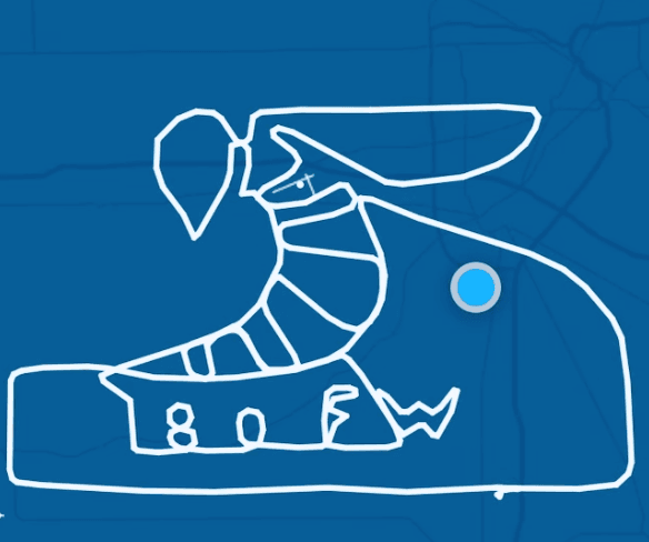 Pearson creates massive artwork with his single-engine plane, like this logo for the 180th Fighter Wing unit. (Courtesy of Fly by Night)
