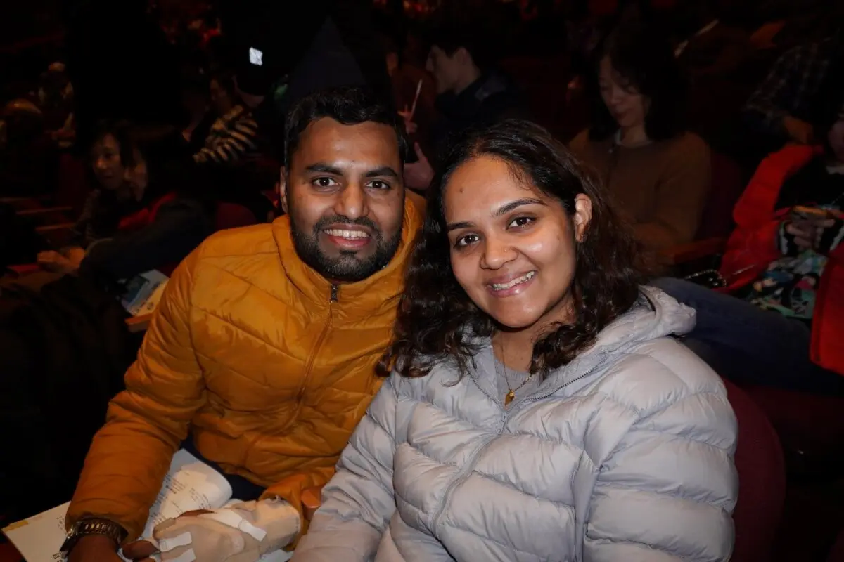 Harish and Shruti Kishor enjoyed Shen Yun Performing Arts at the San Jose Center for the Performing Arts on Boxing Day, on Dec. 26, 2025. (Lily Yu/The Epoch Times)