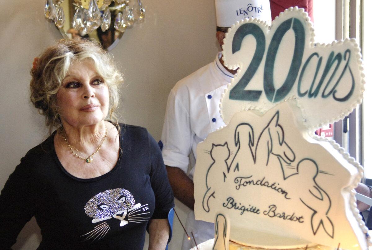 Former French actress Brigitte Bardot poses during the 20th anniversary celebration of her wildlife foundation in Paris on Sept. 28, 2006. (Stephane de Sakutin/AFP via Getty Images)