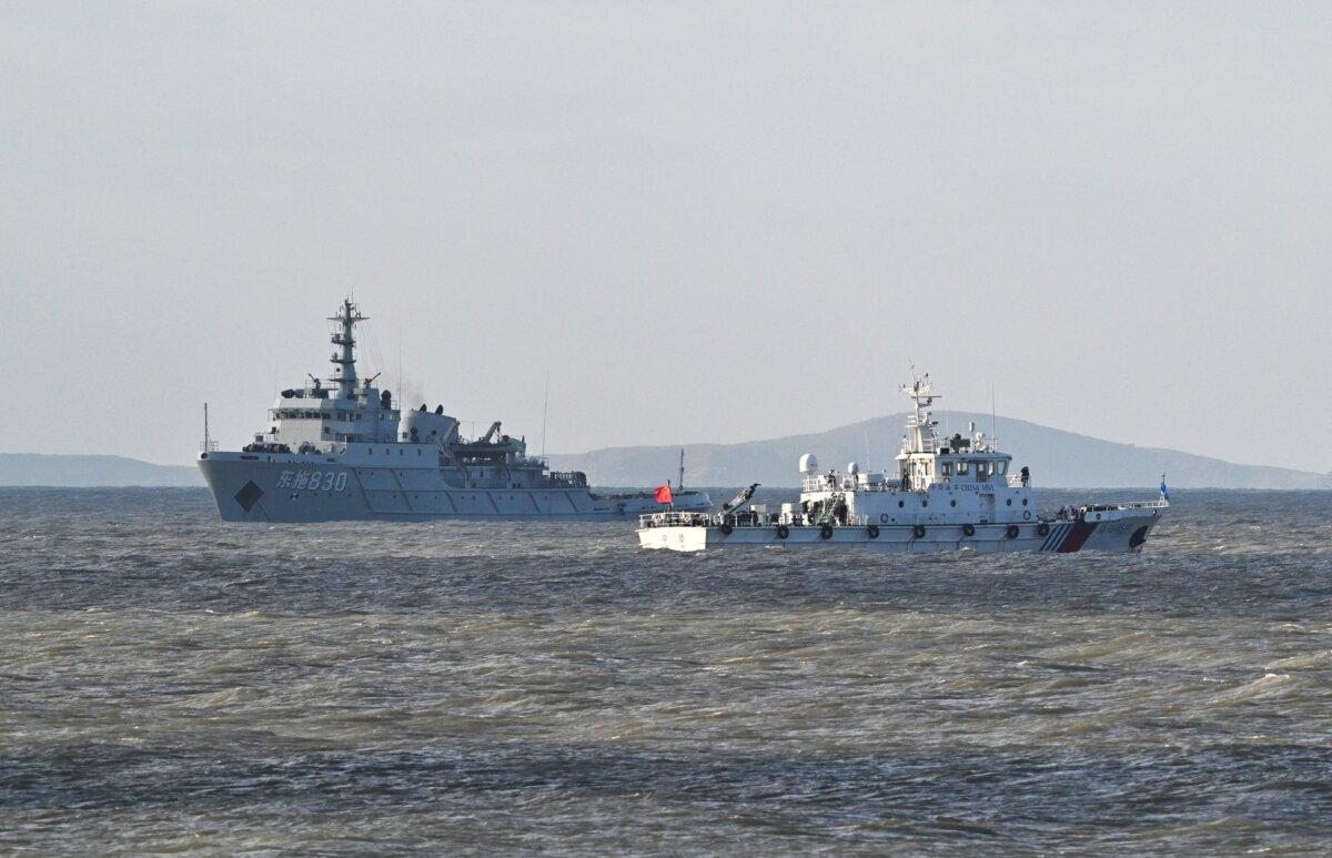 Chinese ships patrol as the People's Liberation Army conducts military drills on Pingtan island, in Fujian Province, China, the closest point to Taiwan, on Dec. 30, 2025. (Adek Berry/AFP via Getty Images)