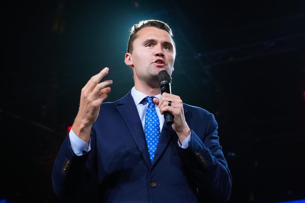 Turning Point USA Founder Charlie Kirk speaks at a Turning Point event in Mesa, Ariz., on Sept. 4, 2024. (Ross D. Franklin/AP Photo)