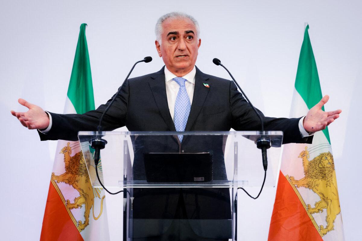 Reza Pahlavi, Iranian opposition leader and son of the last Shah of Iran Mohammad Reza Pahlavi, holds a press conference in Paris on June 23, 2025. (Joel Saget/AFP via Getty Images)