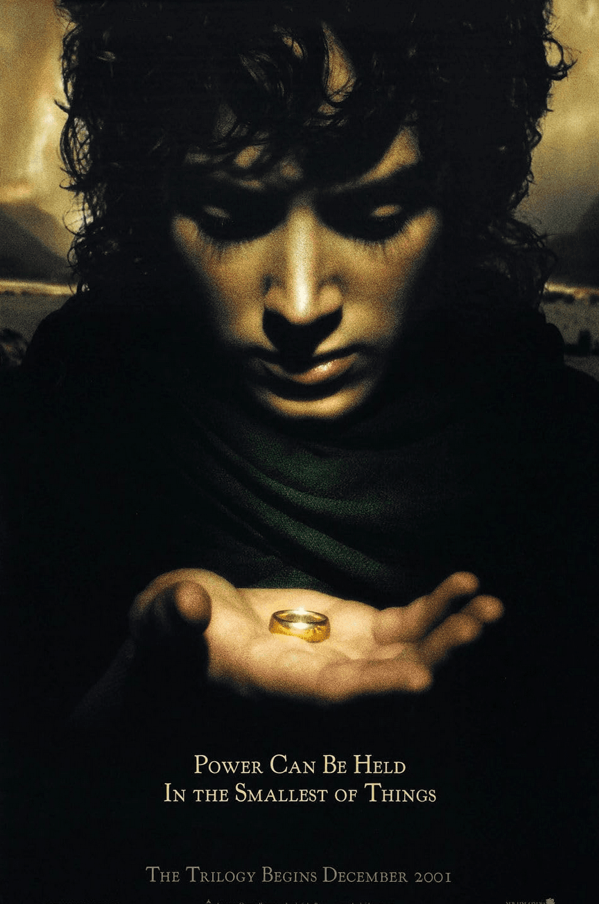 Frodo Baggins (Elijah Wood) contemplates the mind-warping Ring of Power in the poster for "The Lord of the Rings: The Fellowship of the Ring." (New Line Cinema)