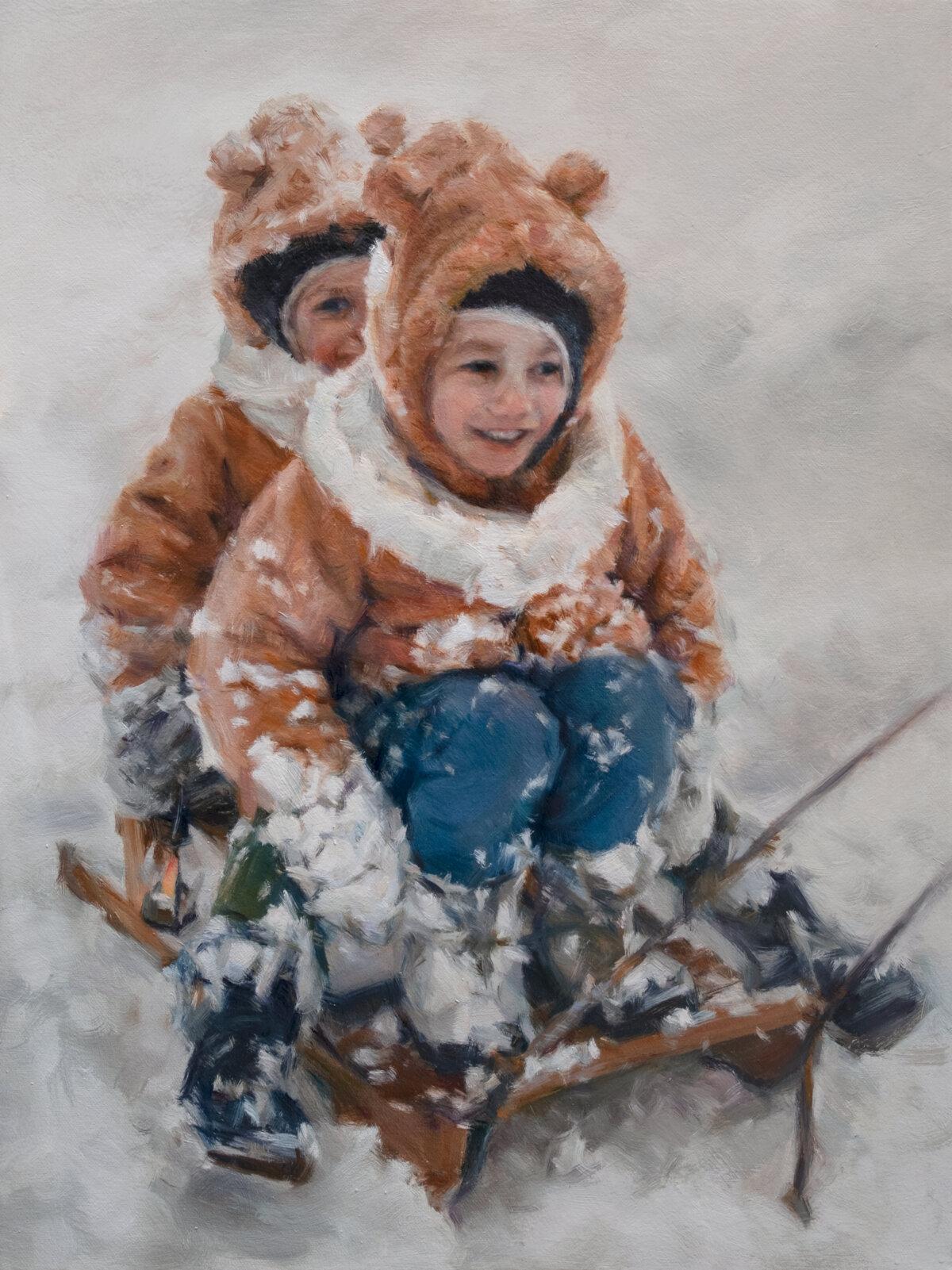 “The Joy of That Winter Day,” 2025, by Louise Lu. Oil on canvas; 24 inches by 18 inches. (Courtesy of NTD International Figure Painting Competition)